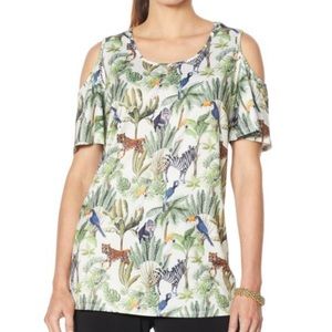 Antthony Cold-Shoulder Printed Top